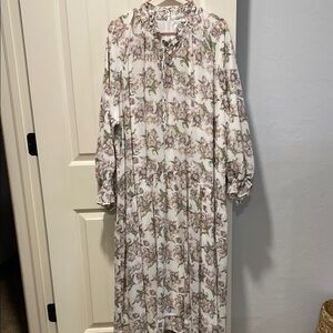 Dainty Jewells Brown and Tan Bishop Sleeve Dress